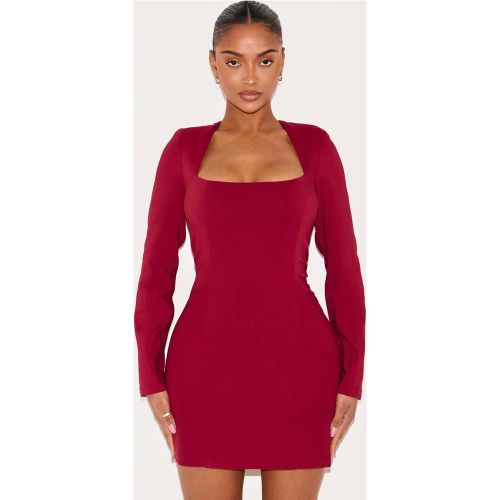 Shape Mini robe tissée stretch froncée sur la taille à col carré et manches longues - PrettyLittleThing - Modalova