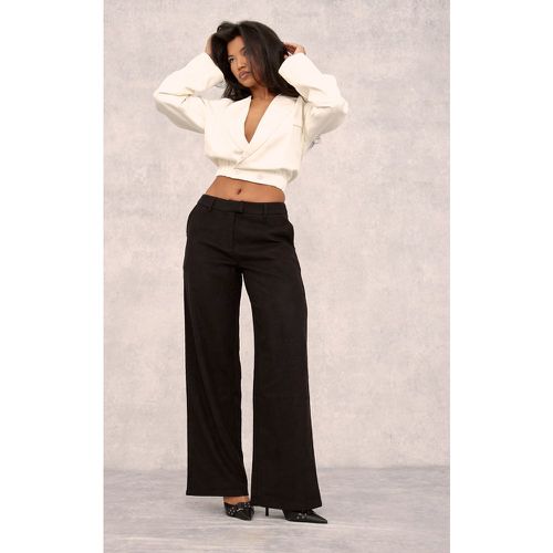 Pantalon de tailleur en maille sergée douce à taille basse - PrettyLittleThing - Modalova