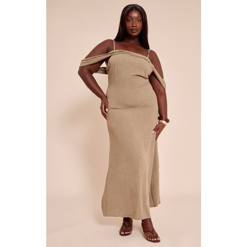 Plus Robe longue texturée à bretelles fines et détail drapé | Taille 48 - PrettyLittleThing - Modalova