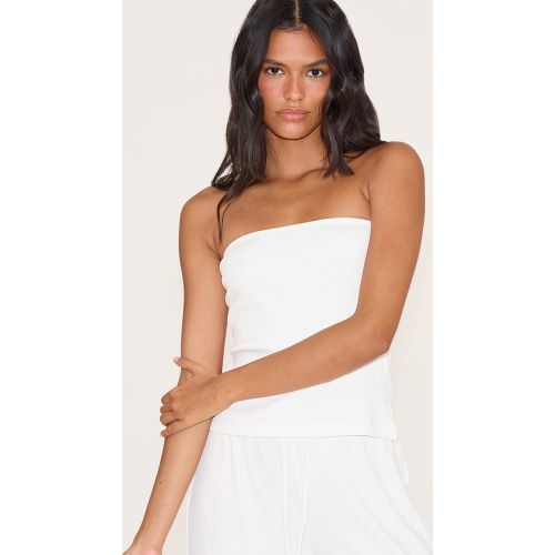 Top bustier texturé crème, Blanc - PrettyLittleThing - Modalova