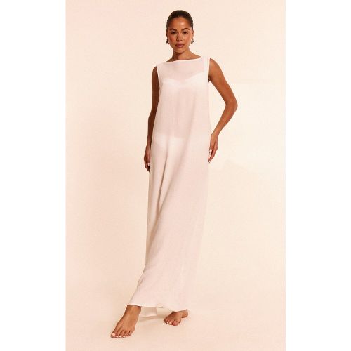 Robe de plage longue fluide en effet lin tissé à col bateau - PrettyLittleThing - Modalova