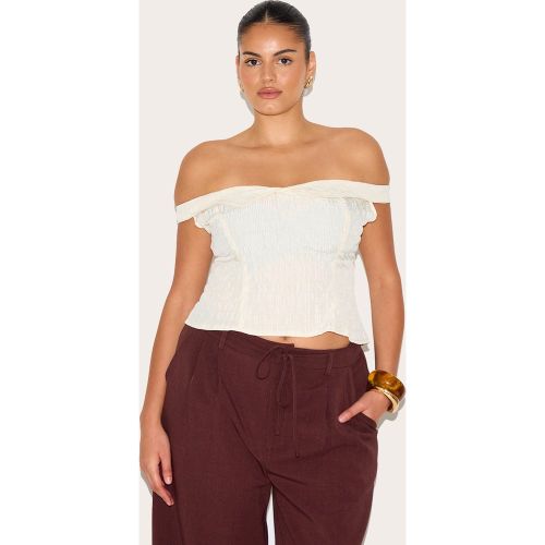 Plus Top long en peau de pêche à rayures et col bardot - PrettyLittleThing - Modalova