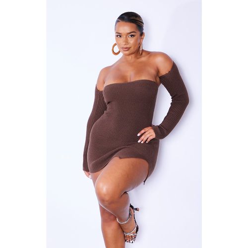 Shape Robe moulante en maille tricot chocolat à col bardot - PrettyLittleThing - Modalova