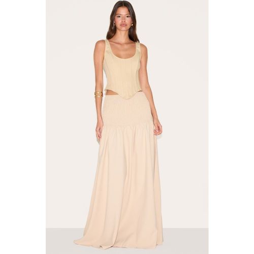 Jupe mi-longue Almond à smocks en popeline de coton - PrettyLittleThing - Modalova