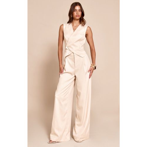 Combinaison de tailleur asymétrique tissée à détail gilet - PrettyLittleThing - Modalova