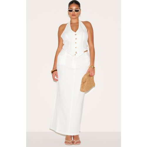 Plus Jupe de tailleur longue tissée blanche - PrettyLittleThing - Modalova