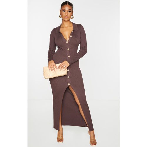 Robe longue côtelée à boutons - PrettyLittleThing - Modalova