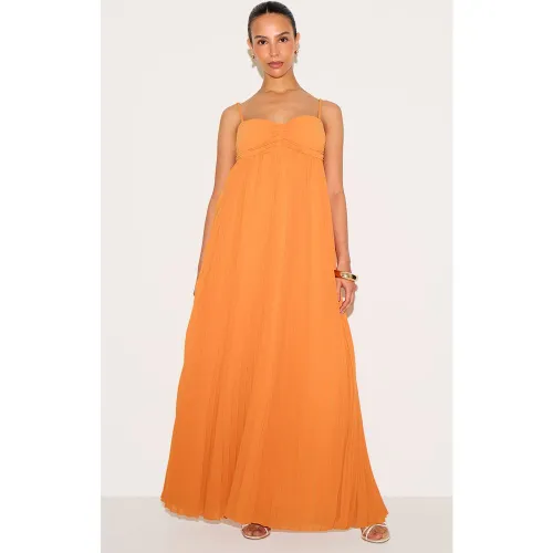 Petite Robe longue plissée - PrettyLittleThing - Modalova