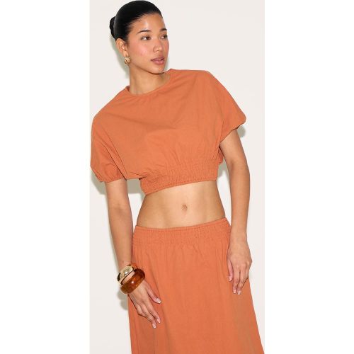 Crop top à mancherons et taille froncée - PrettyLittleThing - Modalova