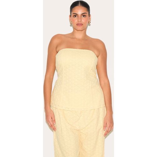 Plus Top bustier en effet lin brodé - PrettyLittleThing - Modalova