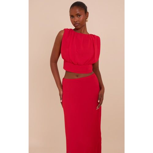 Crop top en mousseline de soie froncé - PrettyLittleThing - Modalova