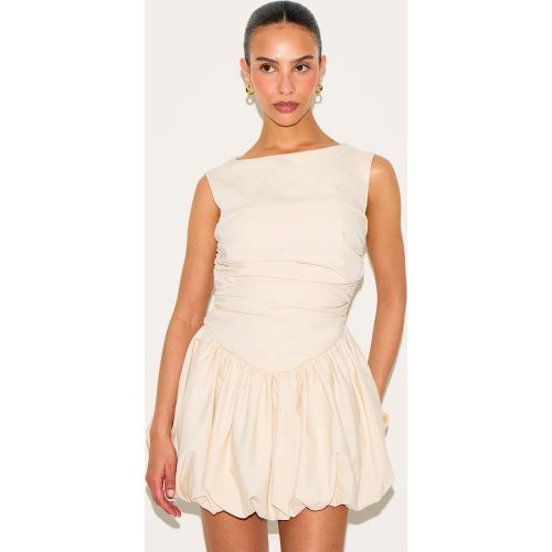 Petite Mini robe bouffante en effet lin froncée sans manches | Taille 38 - PrettyLittleThing - Modalova