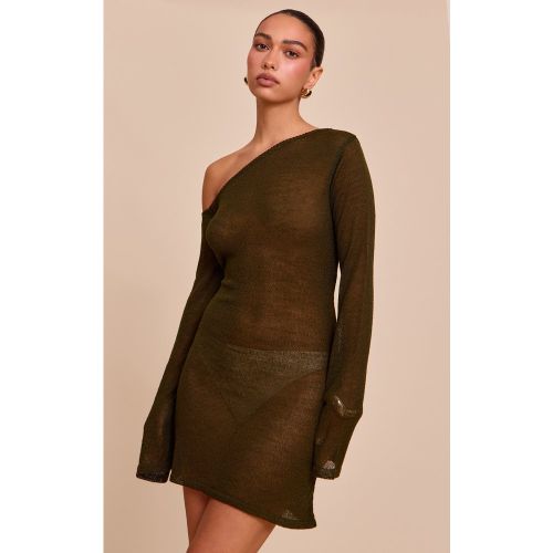 Robe asymétrique en maille filigrane | Taille Large - PrettyLittleThing - Modalova