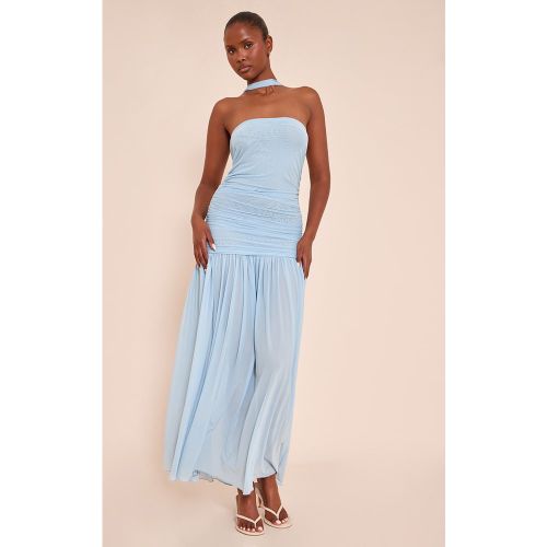 Robe longue froncée à détail foulard et taille tombante - PrettyLittleThing - Modalova