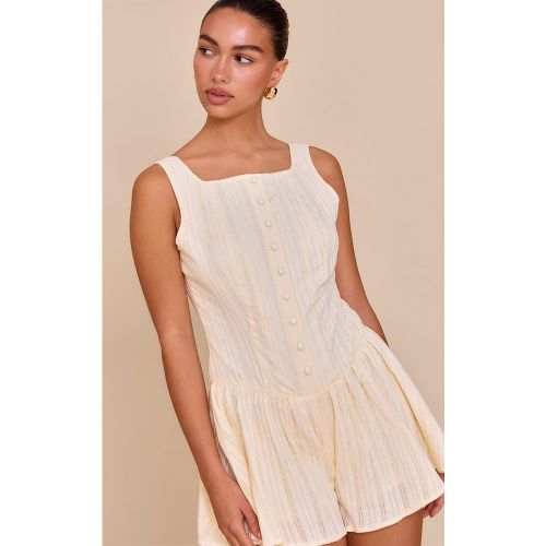 Combishort jupe-short en coton à boutons et taille tombante - PrettyLittleThing - Modalova