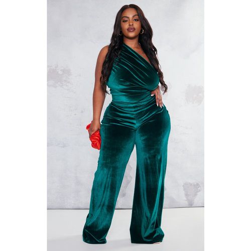 Plus Combinaison large asymétrique en velours vert émeraude - PrettyLittleThing - Modalova