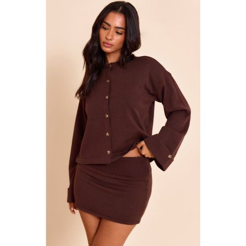 Cardigan Petite en maille tricot à ourlet retroussé | Taille Large - PrettyLittleThing - Modalova