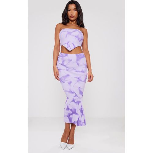 Jupe longue en maille tricot côtelée violette effet tie & dye - PrettyLittleThing - Modalova