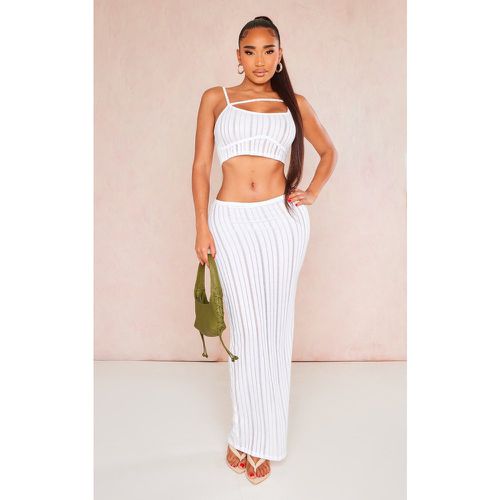 Shape Jupe longue taille basse blanche côtelée - PrettyLittleThing - Modalova