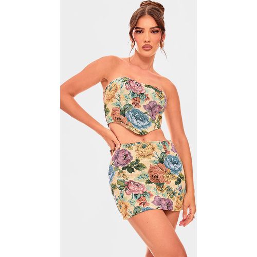 Top bustier en jacquard fleuri - PrettyLittleThing - Modalova