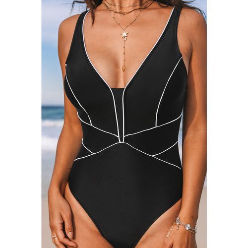 Maillot de bain une pièce ventre plat avec col plongeant monochrome - CUPSHE - Modalova