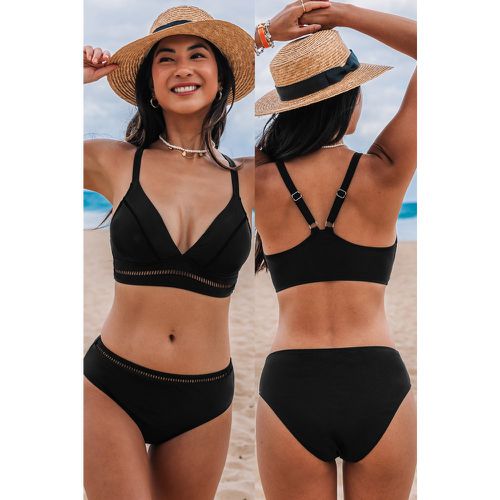 Bikini à col en V et bas taille moyenne rétro - CUPSHE - Modalova