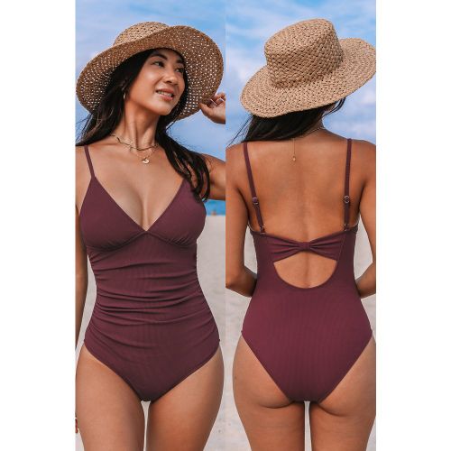 Maillot de bain une pièce ventre plat bourgogne - CUPSHE - Modalova