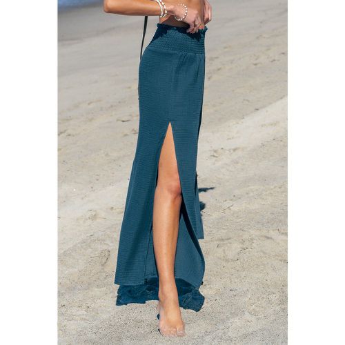 Pantalon en pur coton avec taille à smocks et jambe droite - CUPSHE - Modalova