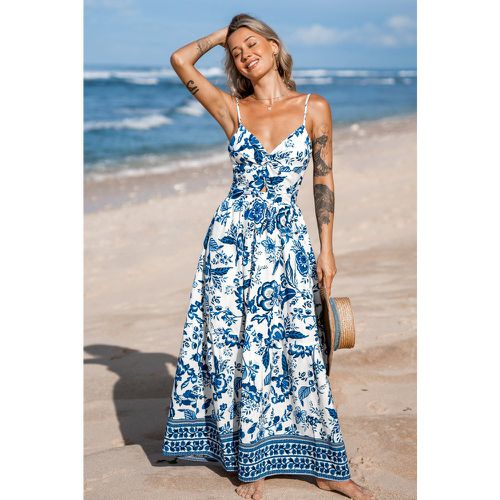 Robe maxi avec col en cœur torsadé et trou de serrure à fleurs - CUPSHE - Modalova