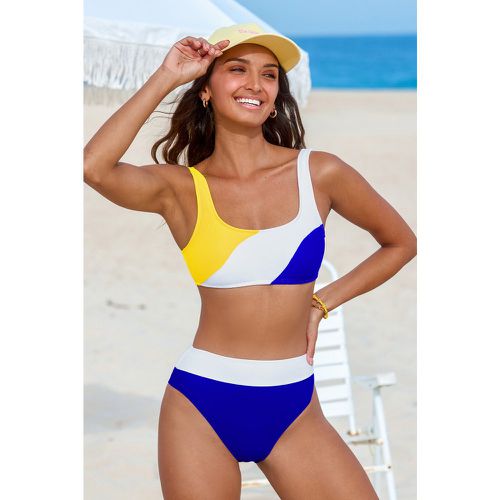 Bikini taille haute à col carrée et bloc de couleur - CUPSHE - Modalova