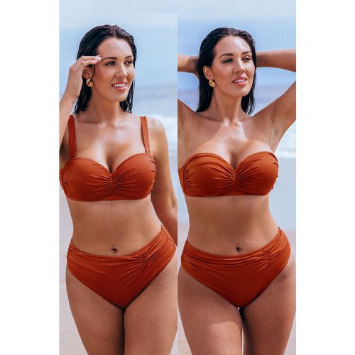 Bikini poitrine généreuse taille haute ruché rubis - CUPSHE - Modalova