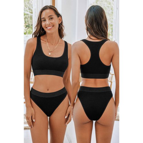 Soutien-gorge sportif en tricot côtelé et bas à taille moyenne - CUPSHE - Modalova