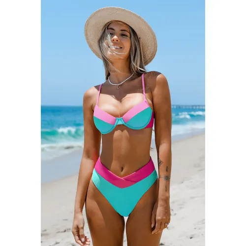 Bikini taille en V à armatures et blocs de couleurs vert et - CUPSHE - Modalova