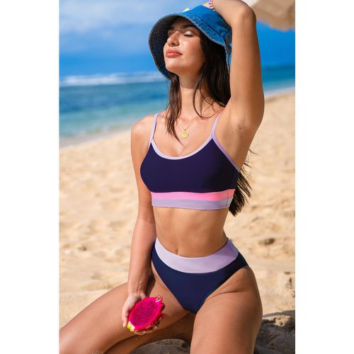 Bikini taille haute avec col scoop à blocs de couleurs - CUPSHE - Modalova