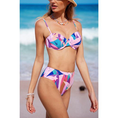 Bikini avec col en cœur et bas taille moyenne effronté tropical - CUPSHE - Modalova