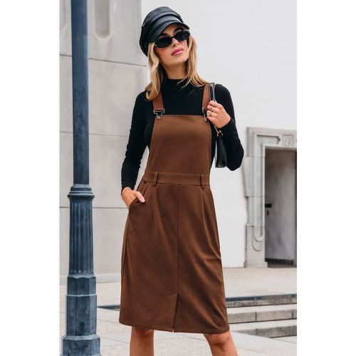 Robe à col carré en velours côtelé marron - CUPSHE - Modalova