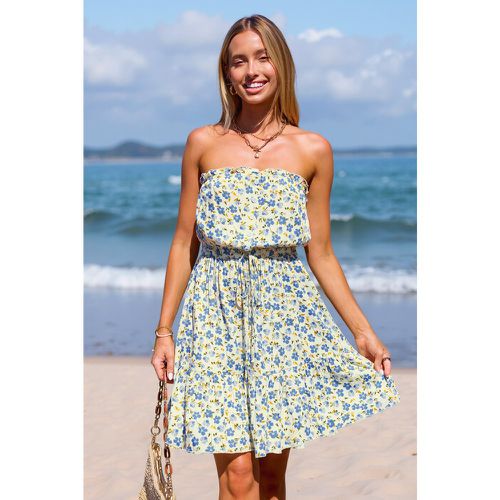 Robe tube courte florale bleue - CUPSHE - Modalova