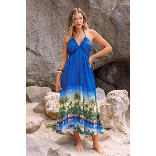 Robe longue tropicale col V tissée - CUPSHE - Modalova
