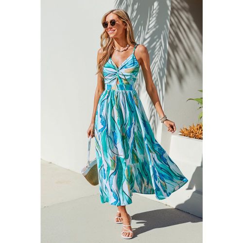Robe longue à imprimé abstrait fermeture nouée au dos - CUPSHE - Modalova