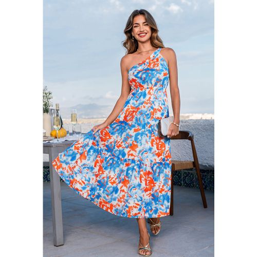 Robe longue fleurie tissée col asymétrique - CUPSHE - Modalova