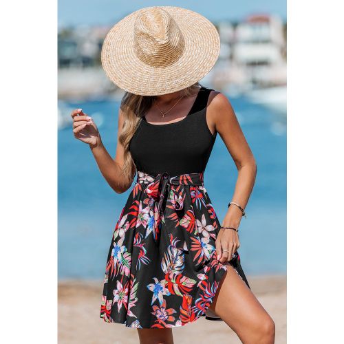 Robe courte tropicale col carré sans manches - CUPSHE - Modalova