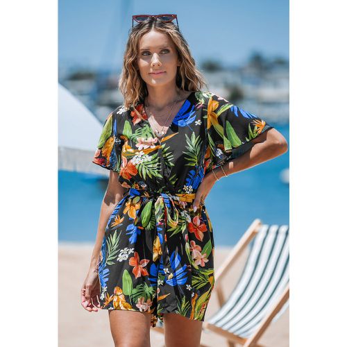 Combishort tropical à col surplis avec manches courtes - CUPSHE - Modalova