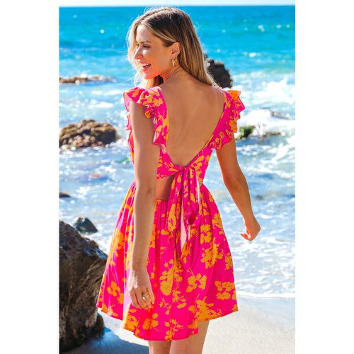 Robe mini sans manches à fleurs rose et orange - CUPSHE - Modalova