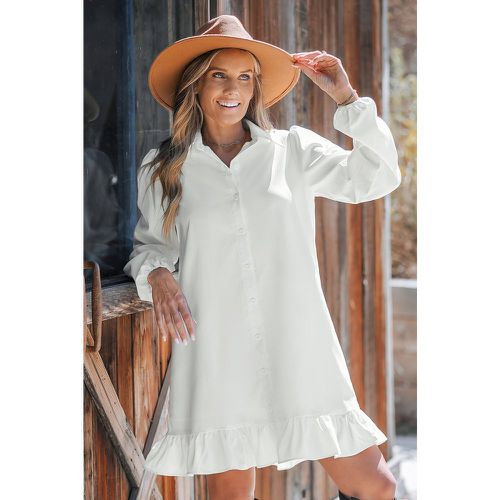 Robe chemise courte à manches bouffantes blanche - CUPSHE - Modalova