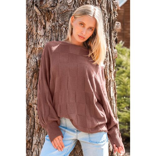 Pull à manches longues avec col rond et patchwork marron - CUPSHE - Modalova