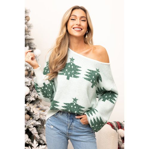 Pull avec épaules dénudées à arbre de Noël - CUPSHE - Modalova