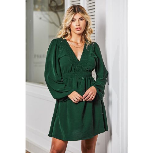 Robe à col plongeant en V et à smocks - CUPSHE - Modalova