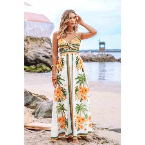 Robe longue tropicale tissée col V - CUPSHE - Modalova