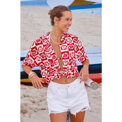 Top fleuri col de chemise - CUPSHE - Modalova