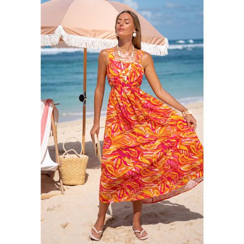 Robe longue à imprimé abstrait col carré - CUPSHE - Modalova